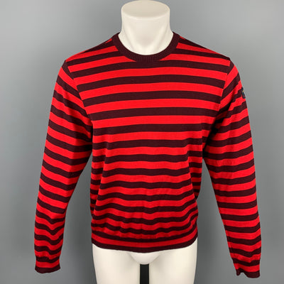 NICK WOOSTER x PAUL SHARK Size M Red & Brown Stripe Wool Crew-Neck Pullover Sweater
