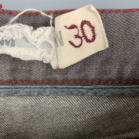JOHN VARVATOS * U.S.A. Size 30 Grey Wash Cotton / Spandex Button Fly Jeans
