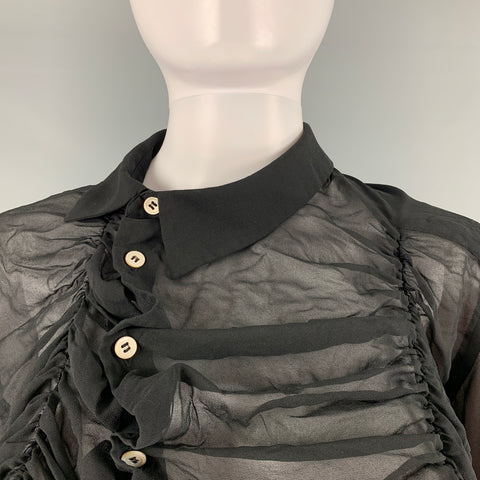 COMME des GARCONS Taille M Blouse courte froncée en polyester noir