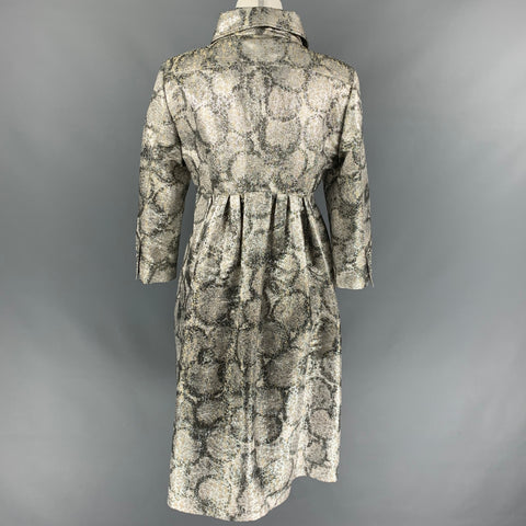 Début BURBERRY PRORSUM Taille 6 Manteau en mélange de soie jacquard métallisé argenté