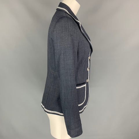 ESCADA Taille 6 Veste en laine vierge sergée grise et gris clair