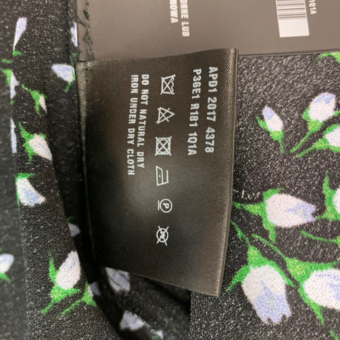 PRADA Size 8 Black Blue & Green Viscose Elastane Floral Sleeveless Dress