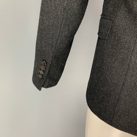 MATTISON Size 40 Black Grey Herringbone Wool Notch Lapel Sport Coat