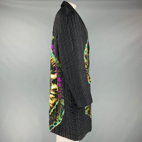 DRIES VAN NOTEN FW19 Size 44 Black Multi Color Tie Dye Coat