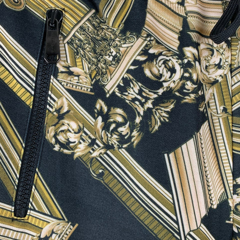 VERSACE JEANS Taille XS Pantalon décontracté en coton et polyester imprimé or noir