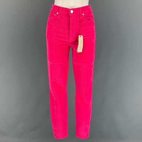ALICE + OLIVIA Talla 27 Pantalones de corte jean de pana de algodón rosa