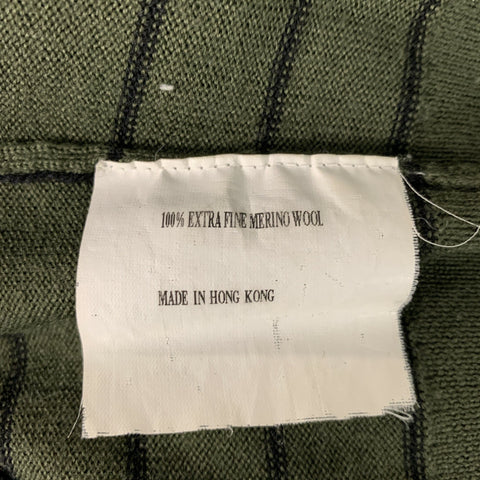 SELFMADE Size M Green Black Stripe Merino Wool Long Sleeve Pullover