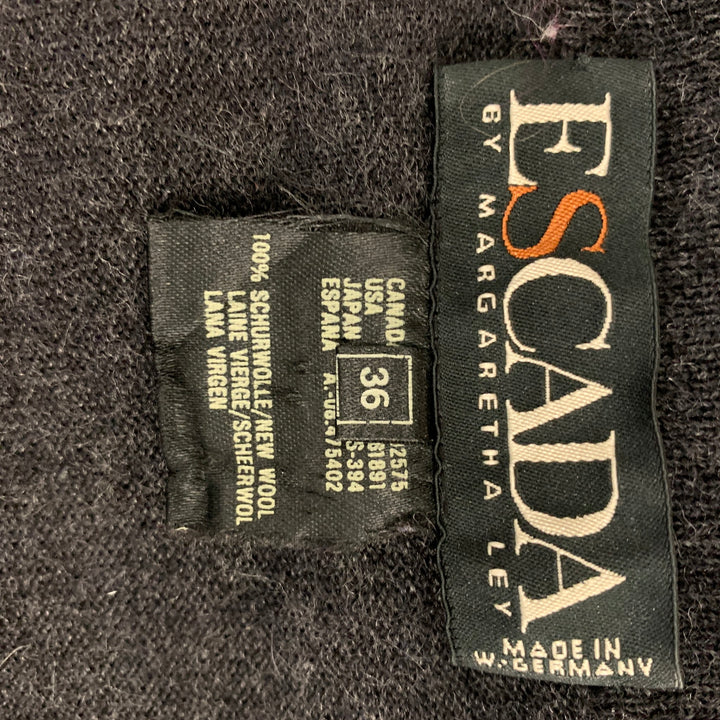 ESCADA Size 6 Charcoal Multicolour Wool Embroidered  Turtleneck Pullover