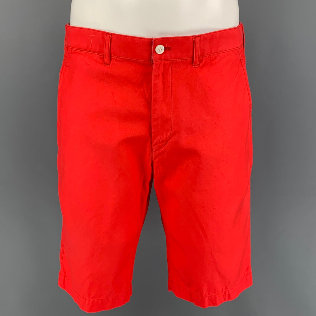 COMME des GARCONS Size L Red Cotton Zip Fly Shorts