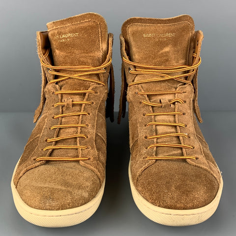 SAINT LAURENT Size 10 Tan Fringe Suede High Top SL/18H Sneakers