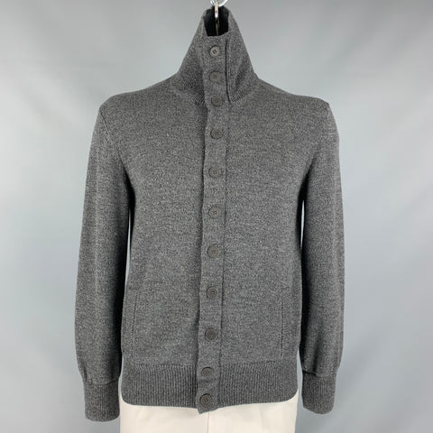GIORGIO ARMANI Size 42 Grey Heather Virgin Wool Zip Up & Buttons Cardigan