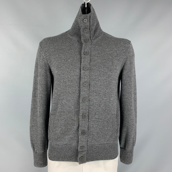 GIORGIO ARMANI Size 42 Grey Heather Virgin Wool Zip Up & Buttons Cardigan
