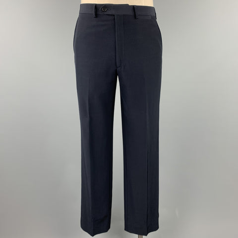 CARLO PIGNATELLI Size 38 Long Navy Acetate Blend Collar Suit