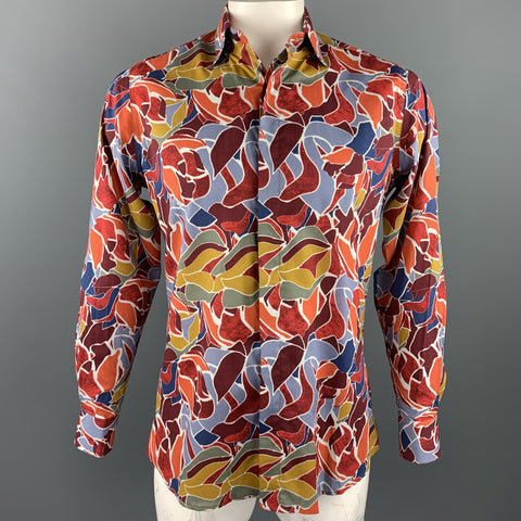 RICHFRESH Size M Multi-Color Print Cotton Hidden Buttons Long Sleeve Shirt