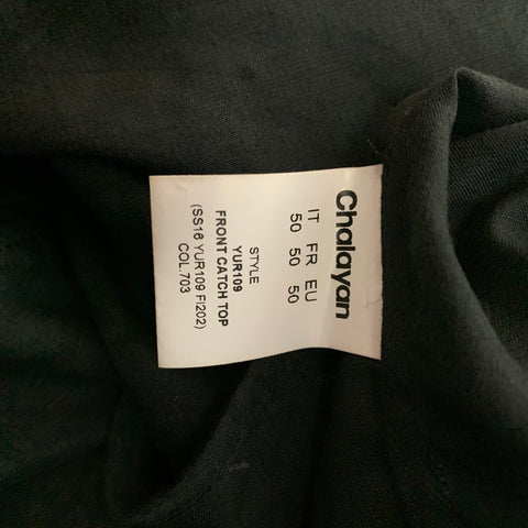 HUSSEIN CHALAYAN Size M Black Print Polyester / Cotton Nehru Collar Short Sleeve Shirt