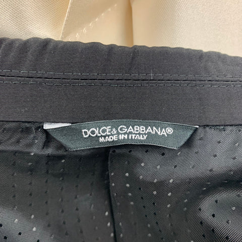 DOLCE & GABBANA Size 44 Regular Beige Black Silk Blend Sport Coat
