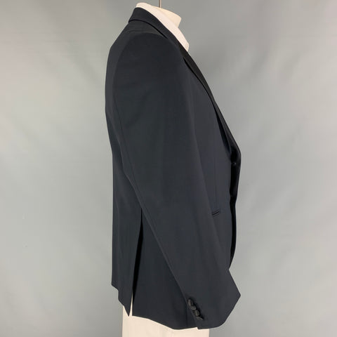 EMPORIO ARMANI Size 44 Navy Wool Tuxedo Sport Coat