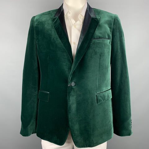 PAUL SMITH Kensington Fit Size 44 Regular Green Velvet Peak Lapel Sport Coat