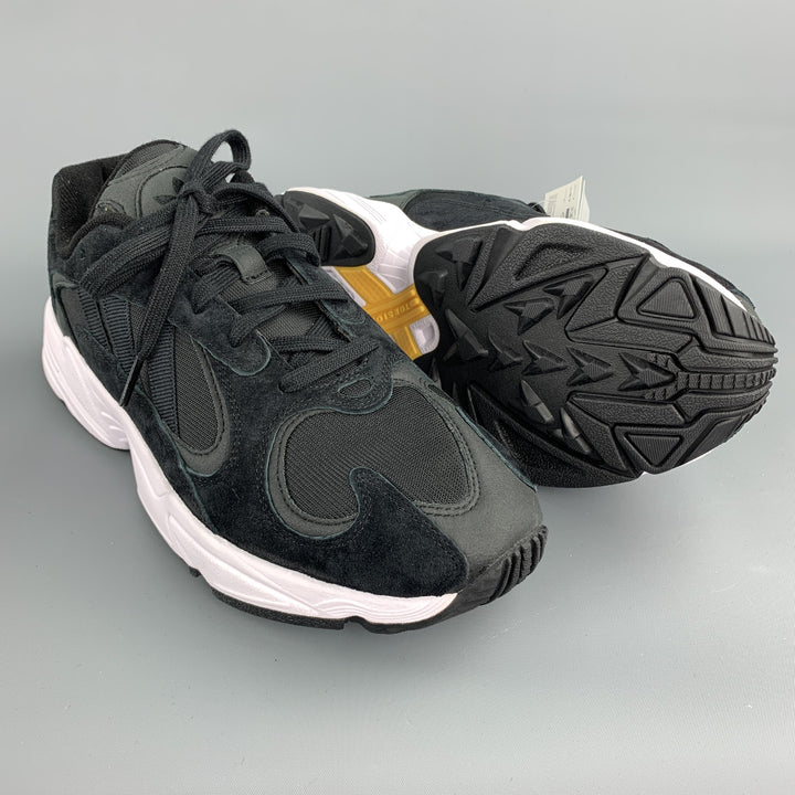 ADIDAS Talla 8.5 Zapatillas de deporte con cordones de nailon y materiales mixtos en negro