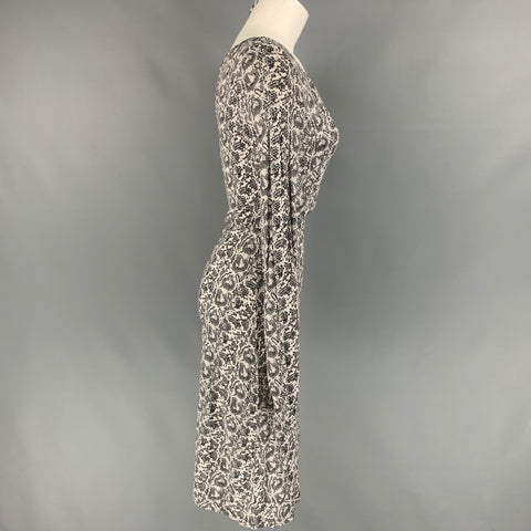 THAKOON Size M Grey & White Snake Skin Print Jersey Dress
