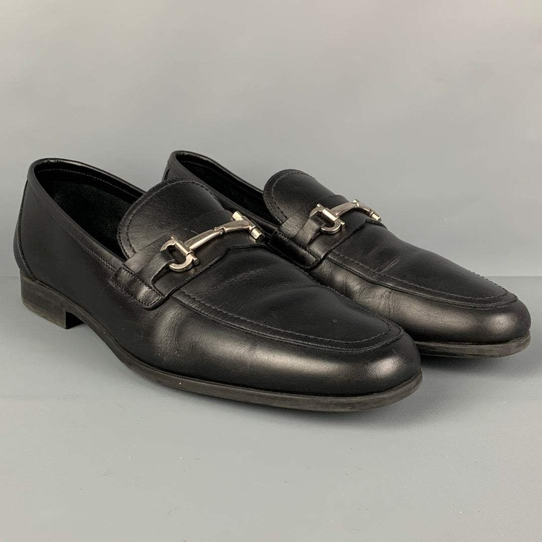 SALVATORE FERRAGAMO Talla 12 Mocasines Horsebit de cuero negro