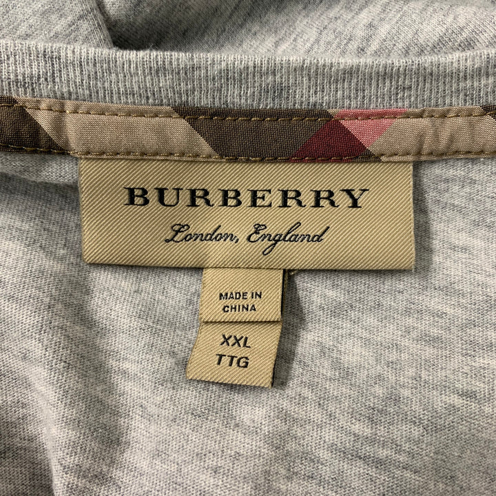 BURBERRY LONDON Talla XXL Camiseta de algodón gris jaspeado