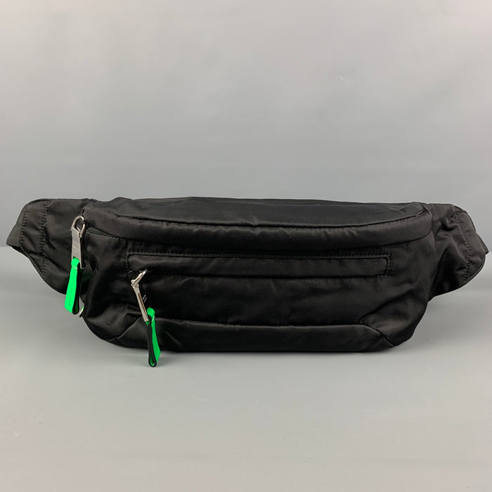 PRADA Black Neon Green Polyester Belt-Bag