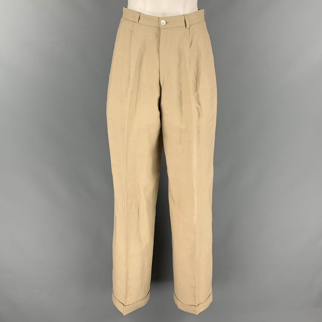 RALPH LAUREN Size 6 Beige Taupe Linen High Waisted Dress Pants Sui Generis Designer Consignment RALPH LAUREN Size 6 Beige Taupe Linen High Waisted Dress Pants Sui Generis Designer Consignment