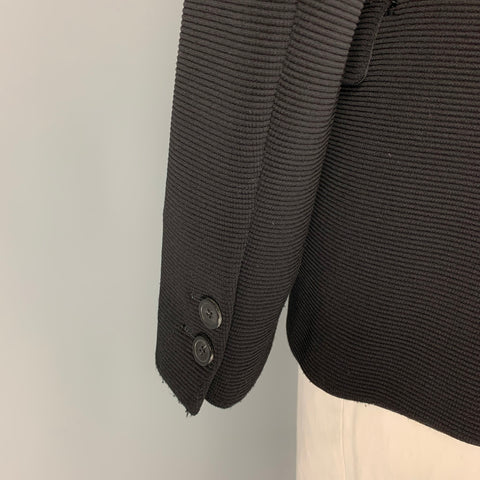 EMPORIO ARMANI Size 46 Black Ribbed Polyamide Blend Sport Coat