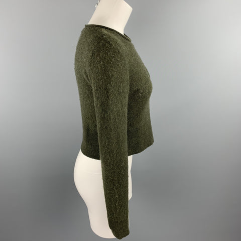 COLECCIÓN RALPH LAUREN Talla 8 Jersey de cachemira de punto verde oliva