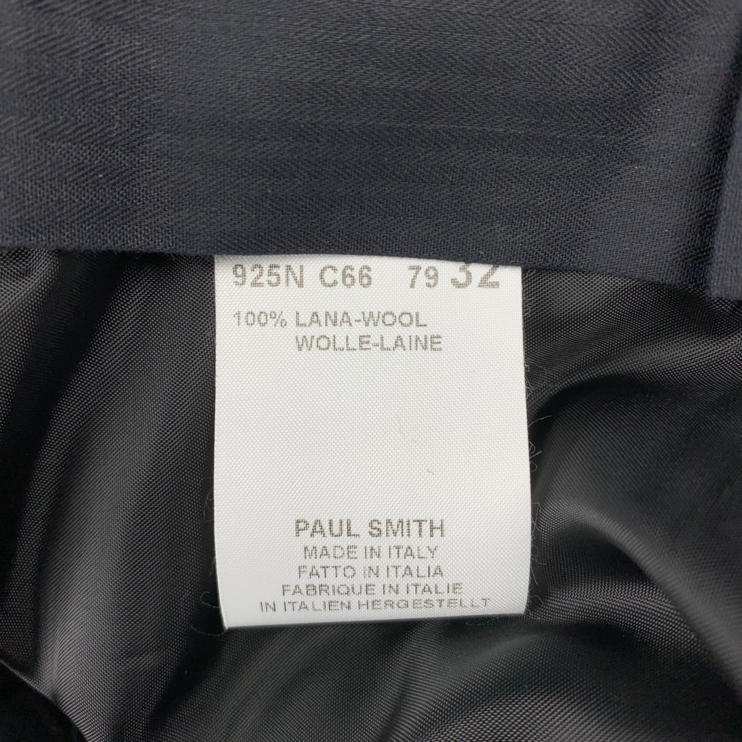 PAUL SMITH Talla 32 Pantalones de vestir de lana con cremallera y panel de ventana en blanco y negro