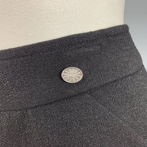 CHANEL Size L Black Sparkle Wool Pencil Skirt