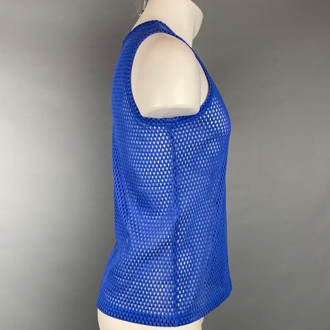 EVEREST ISLES Size L Blue Mesh Cotton Blend Tank Top