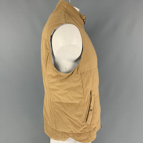 BRUNELLO CUCINELLI Chaleco acolchado de poliéster y nailon Caqui Talla XL