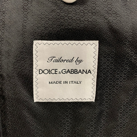DOLCE & GABBANA Size 36 Black & White Wool Blend Peak Lapel 3 Piece Suit