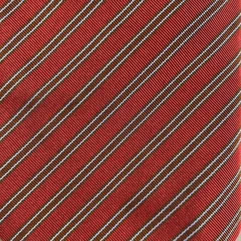 MICKY Burgundy Brown Diagonal Stripe Silk / Cotton Tie