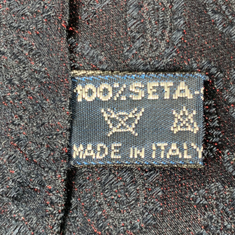 MILA SCHON Black Red Paisley Silk Tie