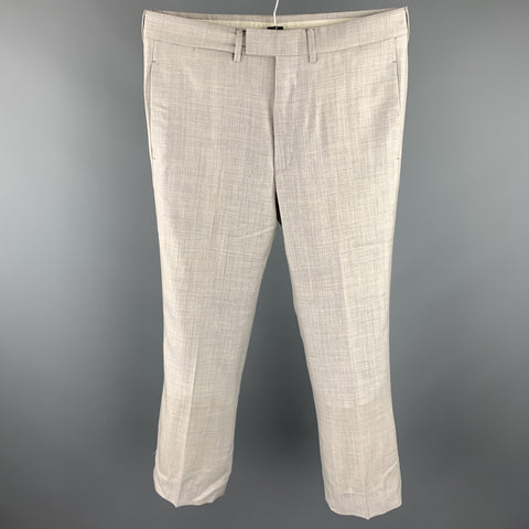 GUCCI Size 30 Light Grey Heather Wool Blend Zip Fly Dress Pants