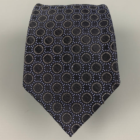 NINA RICCI Black Silver Circles Silk Blend Tie