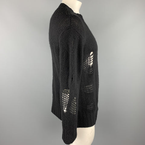 R13 Size XS Black Knitted Cashmere Distressed Creeper Sweater