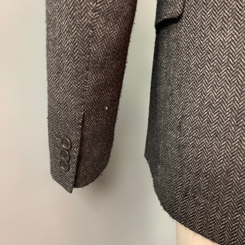 ALLESANDRO DELL' ACQUA Size 38 Charcoal Herringbone Virgin Wool Sport Coat