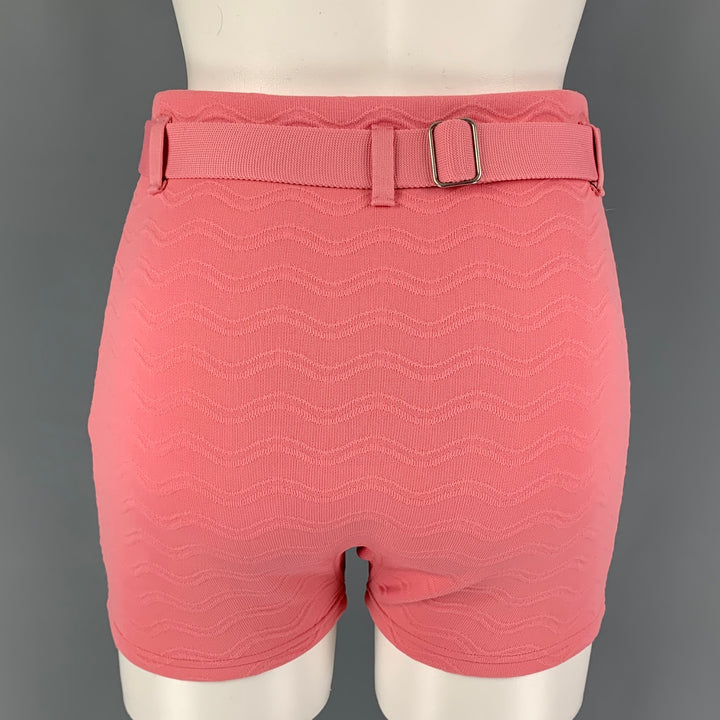 PRADA Size 2 Pink Polyester Blend Jacquard Belted Mini Skirt