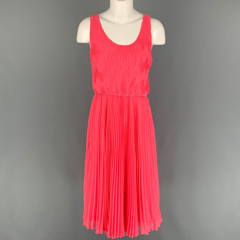 ALICE + OLIVIA Vestido plisado de lúrex de poliéster rosa talla 6