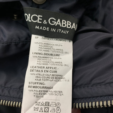 DOLCE & GABBANA Size 40 Midnight Blue Quilted Nylon Zip Up Vest