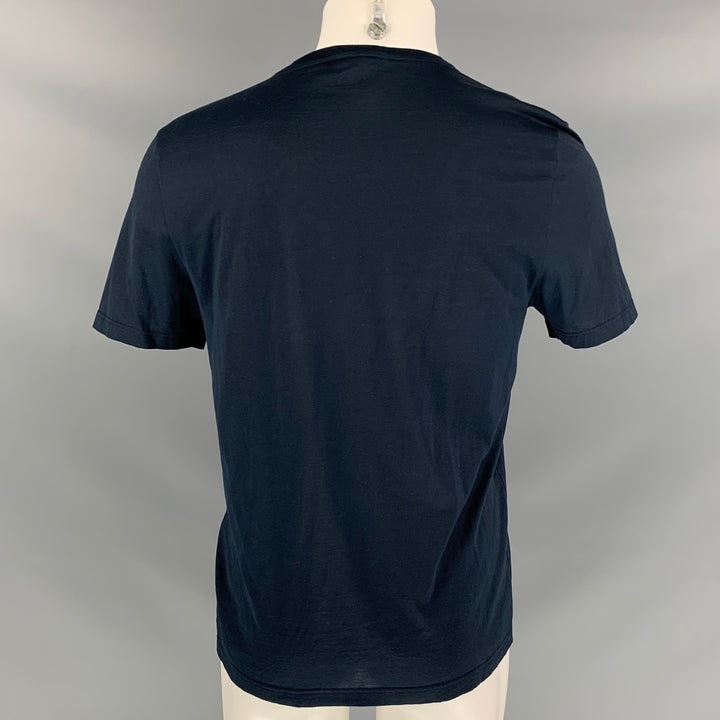 BURBERRY PRORSUM Fall 2016 Size S Navy Teal Cotton Rajastani Mirror Pocket T-shirt