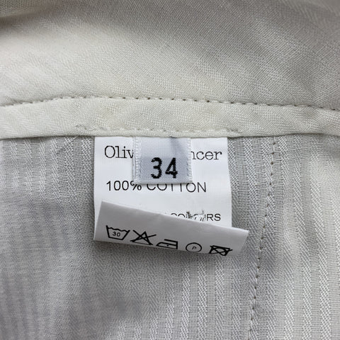 OLIVER SPENCER Size 34 Khaki Cotton Zip Fly Pleated Shorts