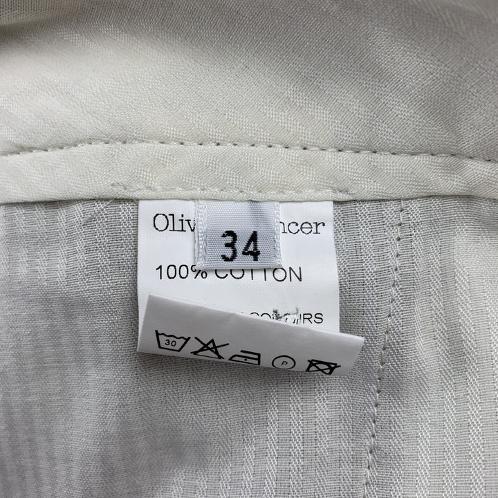 OLIVER SPENCER Taille 34 Short plissé en coton kaki avec braguette zippée