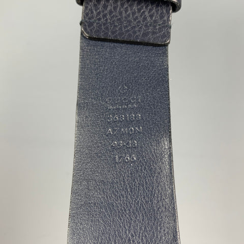 GUCCI Size 38 Navy Leather Belt