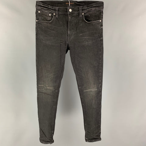 NUDIE JEANS Size 32 Black Cotton Skinny Jeans