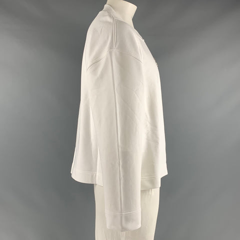 BURBERRY Size L White Solid Cotton Cropped Sweatshirt